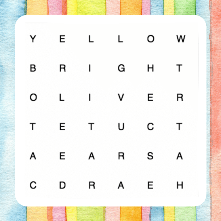 Easy Word Search – Oliver Poons and the Bright Yellow Hat