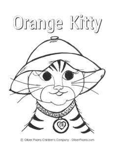 Free Kids Coloring Page - Orange Kitty Wearing Yellow Hat