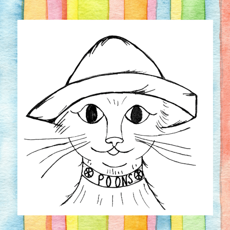 Oliver Poons the Cat Coloring Page