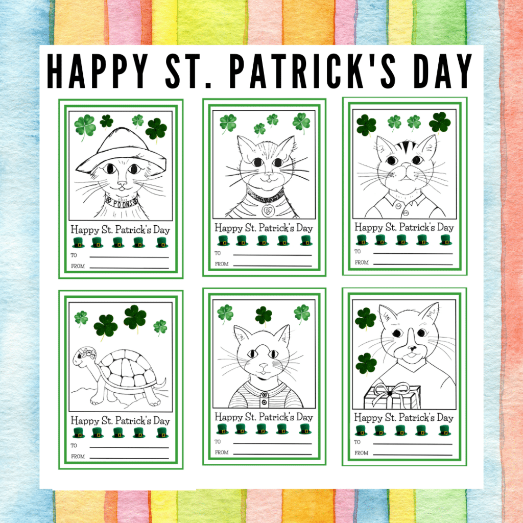 Free Printable St. Patrick’s Day Coloring Cards for Kids