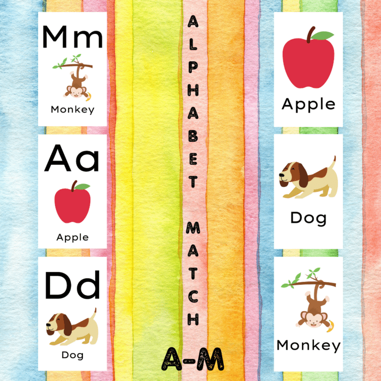 A – M Matching Letters to Pictures & Words