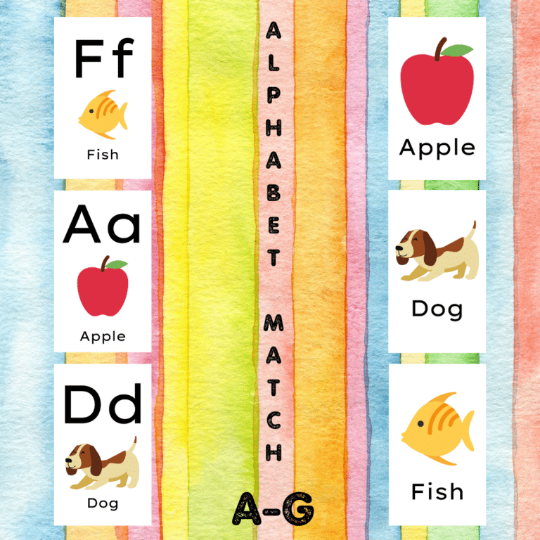 A – G Matching Letters to Pictures & Words