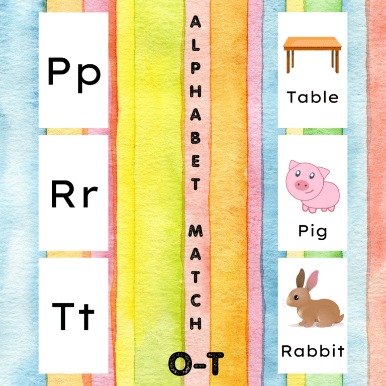 O – T Matching Letters to Pictures & Words (Without Images on First Set of Cards)