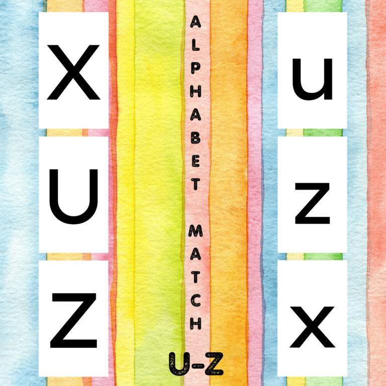 U – Z Matching Capital Letters With Lowercase Letters