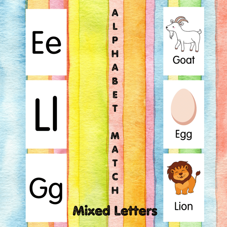 Mixed Letters – Matching Letters to Pictures & Words (Without Images on First Set of Cards)