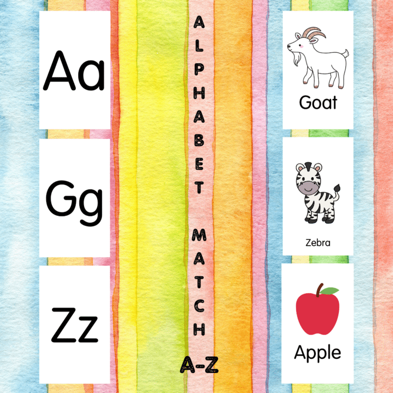Full Alphabet – Matching Letters to Pictures & Words (Without Images on First Set of Cards)